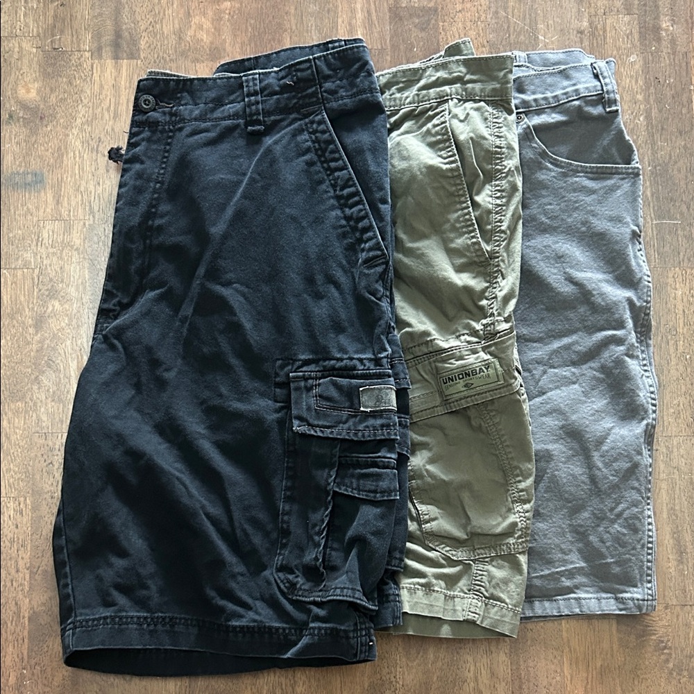 UNIONBAY Men's Cargo Shorts - Black, Khaki, Gray